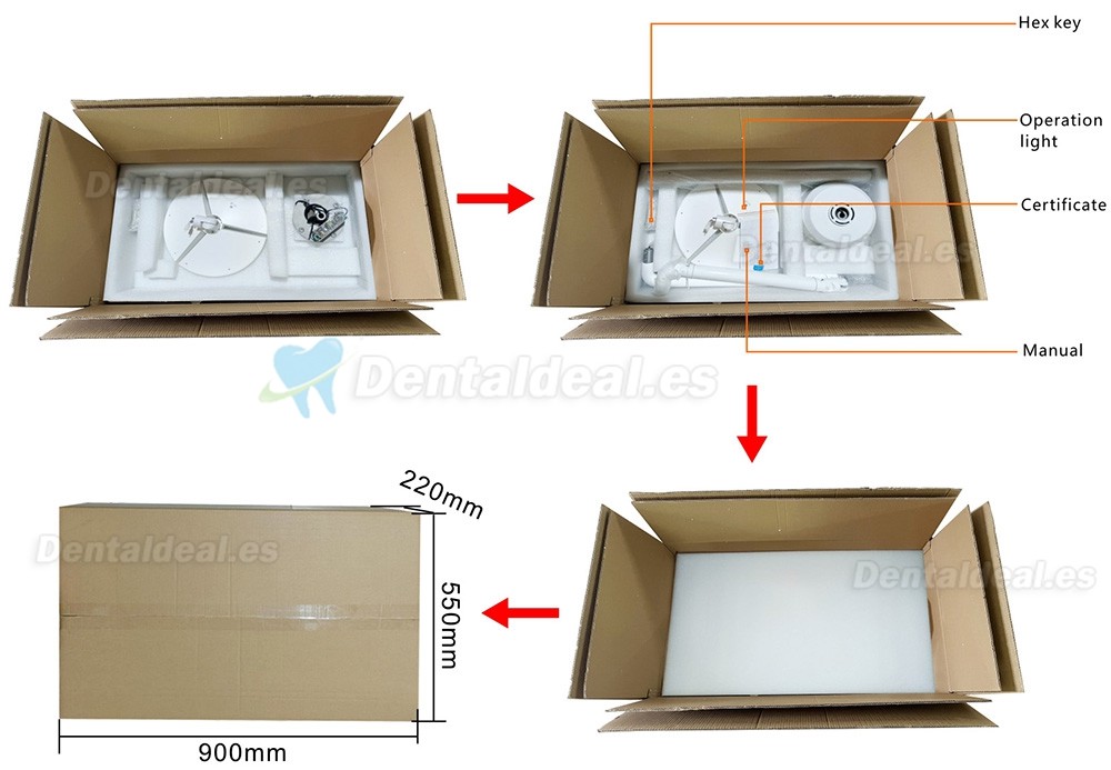 KWS KD-2036D-4 L&aacute;mpara Dental LED de Techo 80W sin Sombras Quir&uacute;rgica